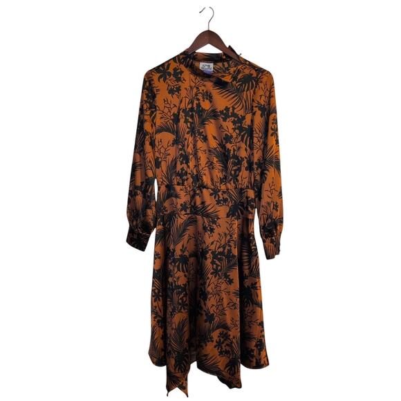 Future Collective Bronze & Black Long Sleeve Midi Dress Size Medium - Picture 2 of 3